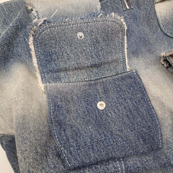 Steve Madden Banisia/Anisia Denim Multi-Pocket Tote Bag Blue Jean Large - Picture 4 of 15